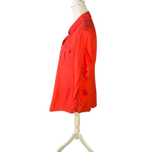 Chaus Sport Red Button-Up Shirt With 3/4 Roll Tab Sleeves & Chest Pocket size L - Picture 3 of 7